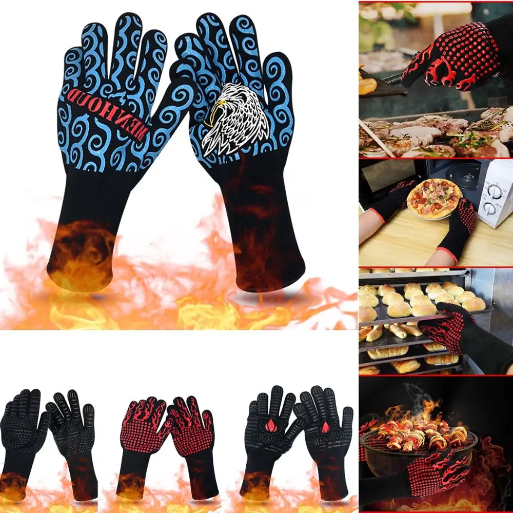 

Kitchen Baking Cooking Heat Resistant BBQ Glove New Silicone Oven Thick Grill Glove Oven Mitts Kitchen Gadgets Accessories