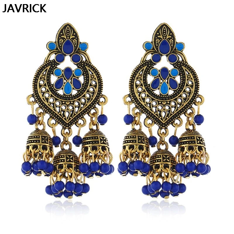 Ретро Индийский Болливуд кундан Jhumka Jhumki Висячие серьги цыганские модные ювелирные изделия