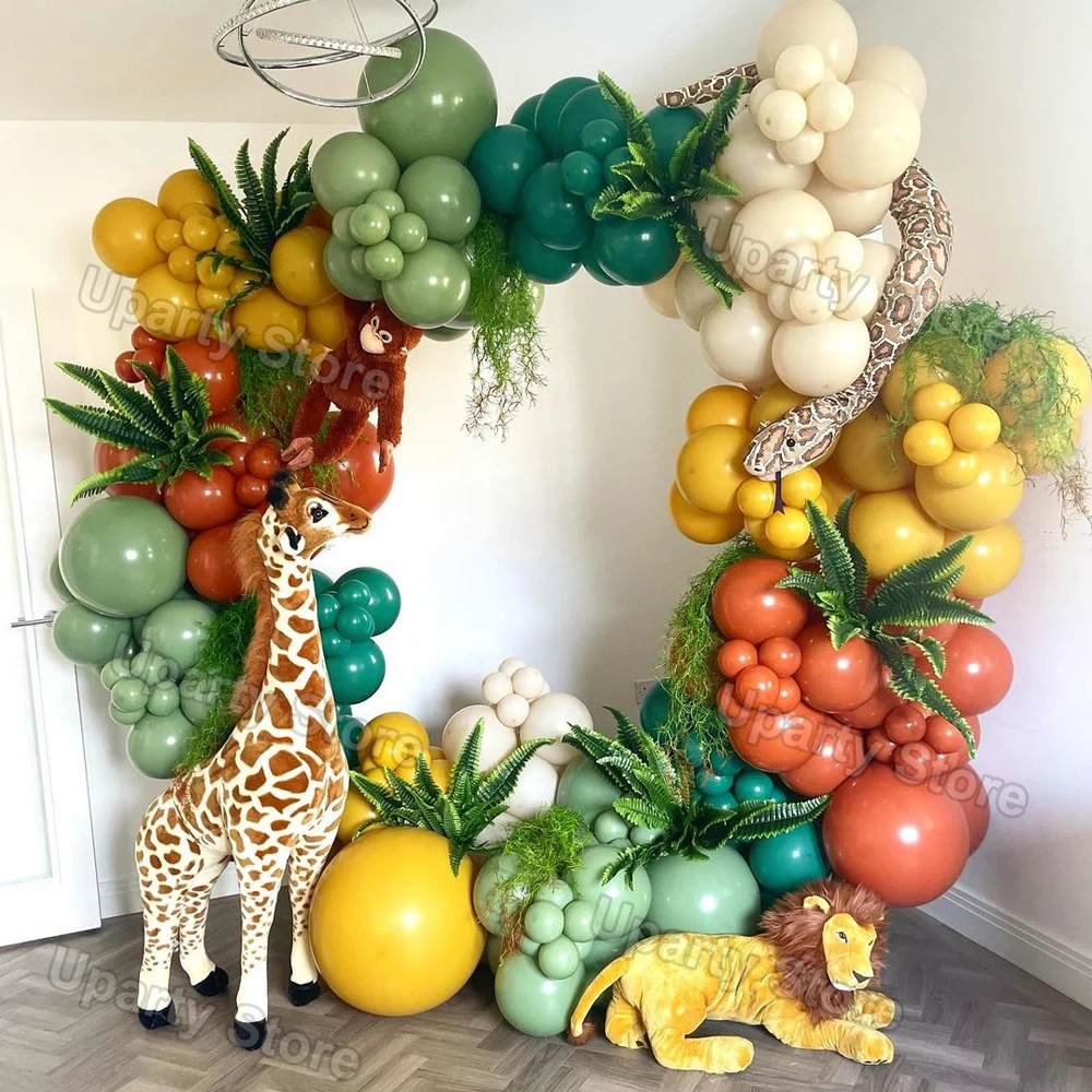 Воздушные шары в стиле сафари для дня рождения с изображением животных из