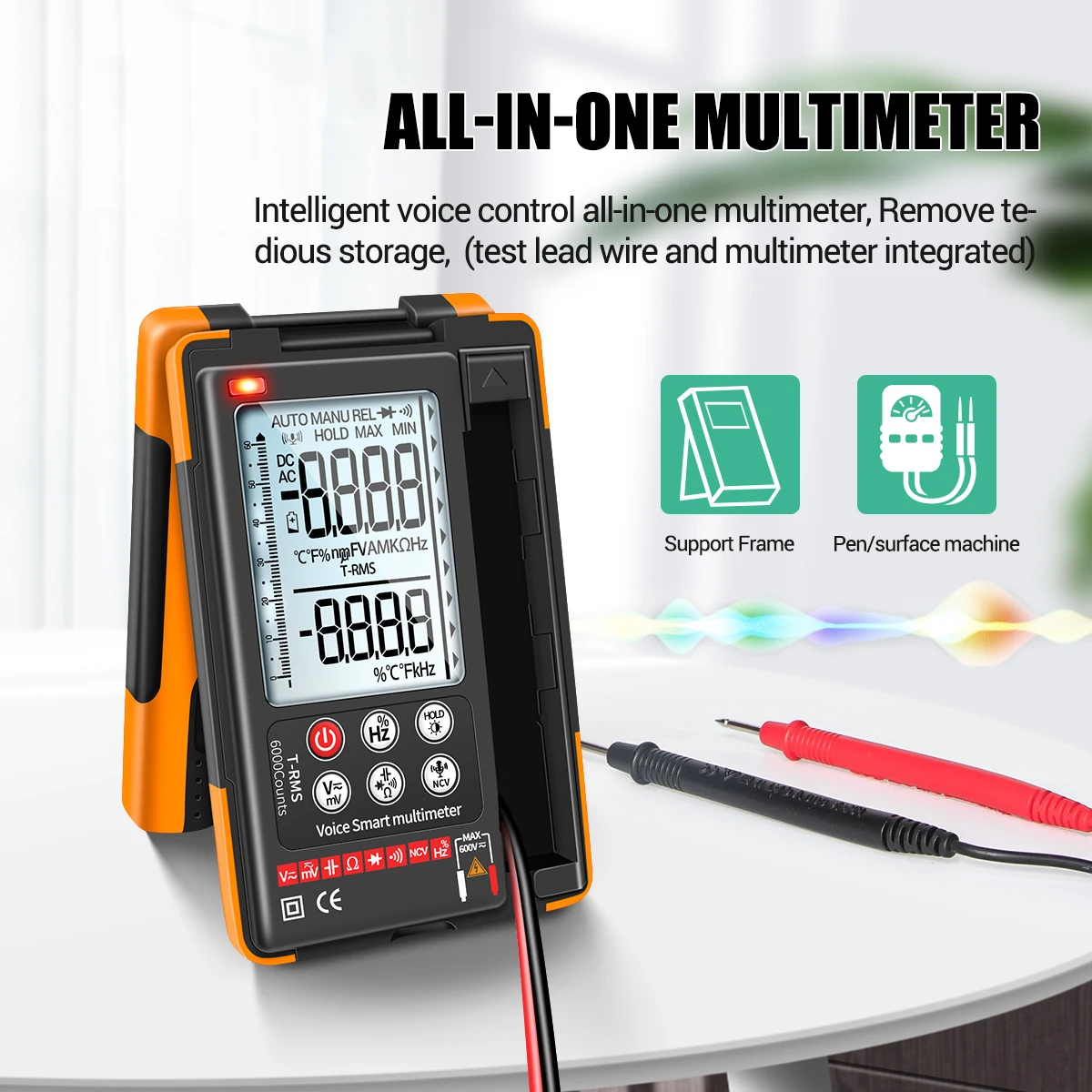 

Цифровой мультиметр ANENG Q60S с голосовым управлением, 6000 отсчетов