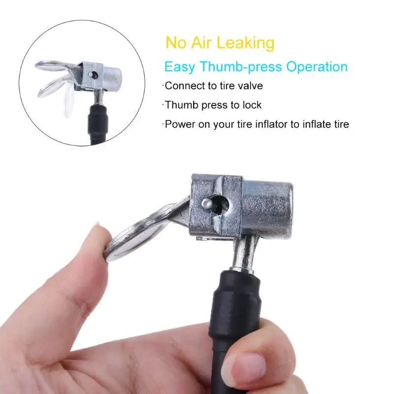 

Air Chuck with Air Hose and Standard Tire-Valve Fine Thread for Air Compressor Pump 0.305" x32TPI with Release Button