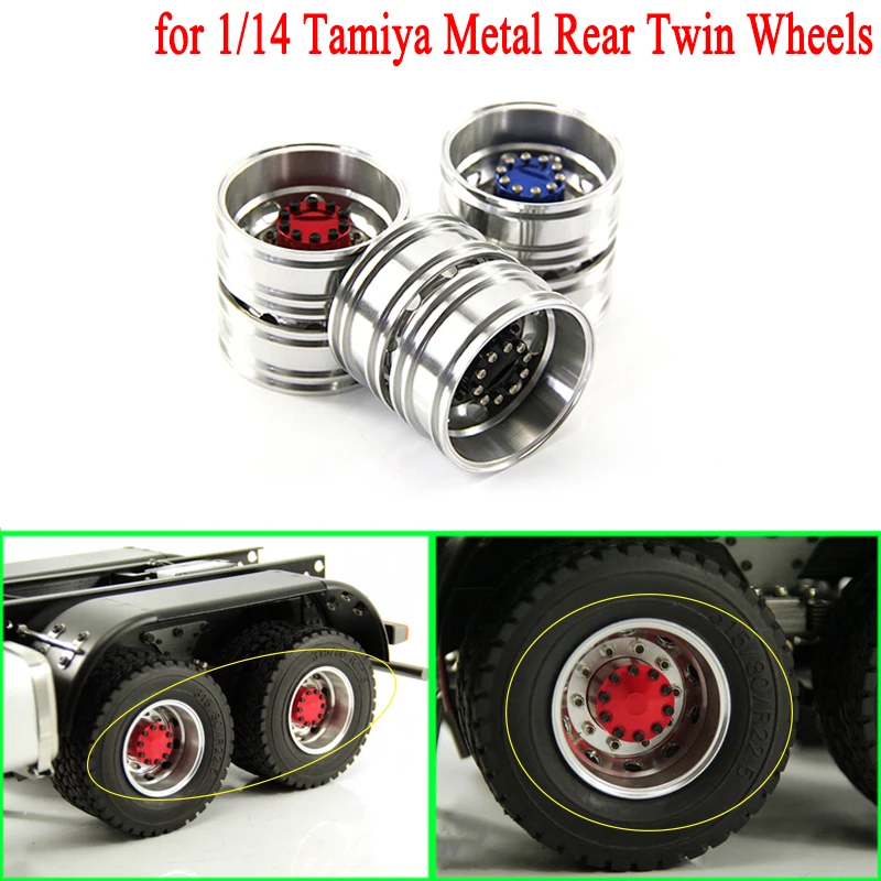 

Metal Rear Double Wheels for 1/14 Tamiya RC Truck Car SCANIA R730 R470 R620 VOLVO FH12 FH16 ACTROS 3363 1851 AROCS MAN TGX Diy