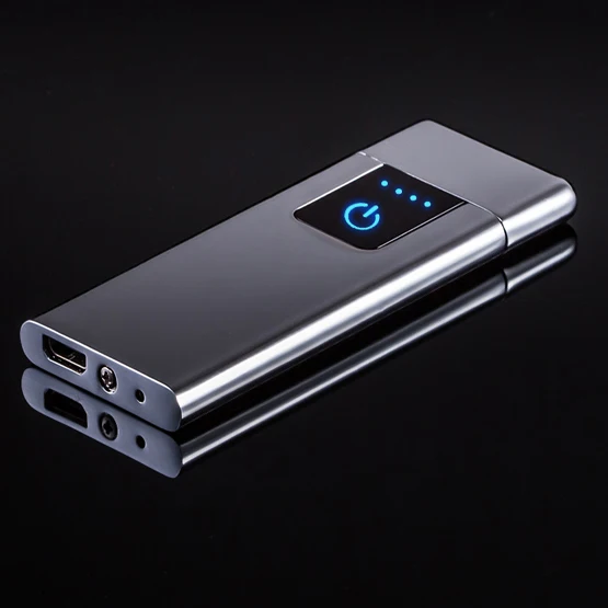 Электронная USB Зажигалка Мини зарядка зажигалки аксессуары для электрических сигарет ультра-тонкий - Цвет: silver ice