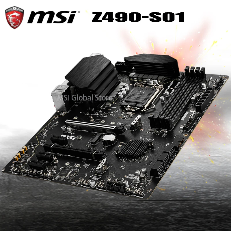 Online MSI Z490-S01 Motherboard LGA 1200 DDR4 M.2 SATA3 DisplayPort Overlocking USB 3,2 Gen2 Desktop Intel Z490 Placa-Mãe 1200 ATX Neue