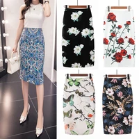 2021 summer new printed skirt in stock fashion womens stretch high waist pencil skirt mid length printed ol overalls