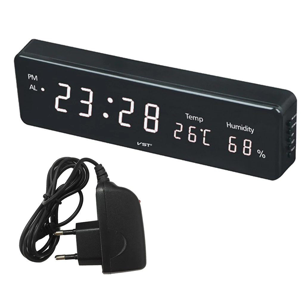 

LED Digital Alarm Clock with Thermometer Hygrometer Humidity Temperature Table Desk Clock EU Plug