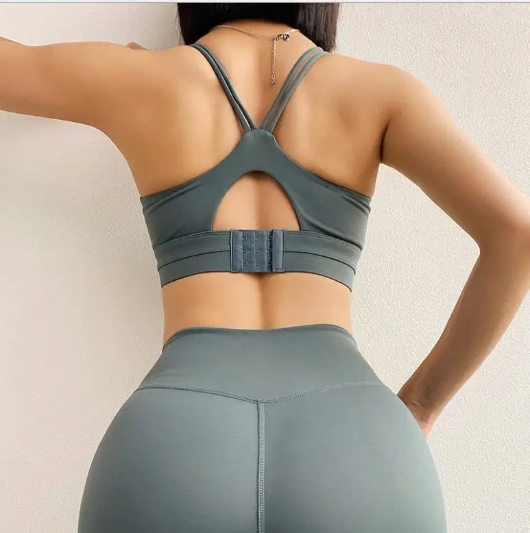 Grey Green Bra Однотонные Спортивные Леггинсы Штаны Для Йоги Высокая Талия Фитнес длинные колготки тренажерный зал бесшовные пластика Управление для тренировки пикантные Анальная пробка - Цвет: Grey Green Bra