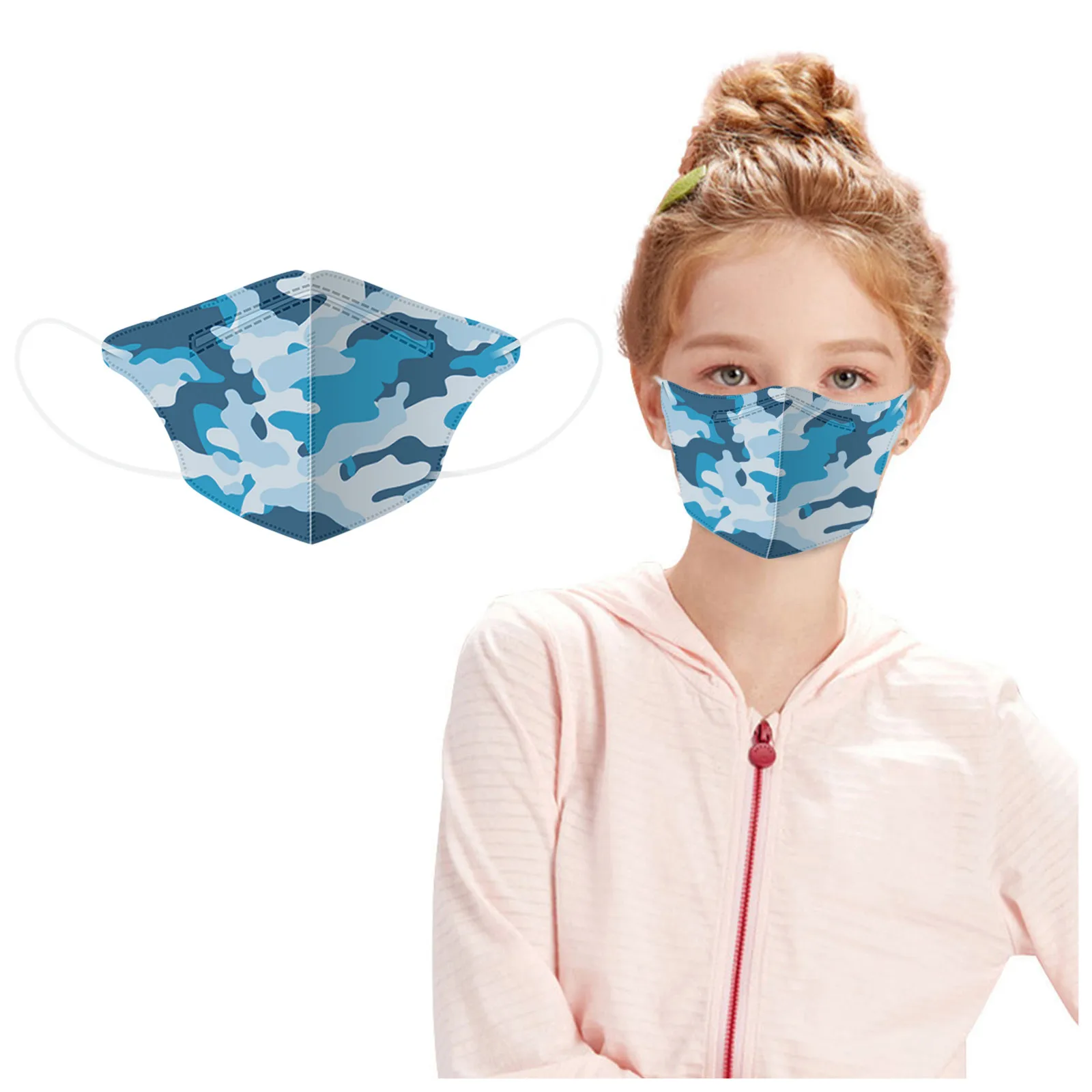 

10 шт., детские маски для лица с камуфляжным принтом