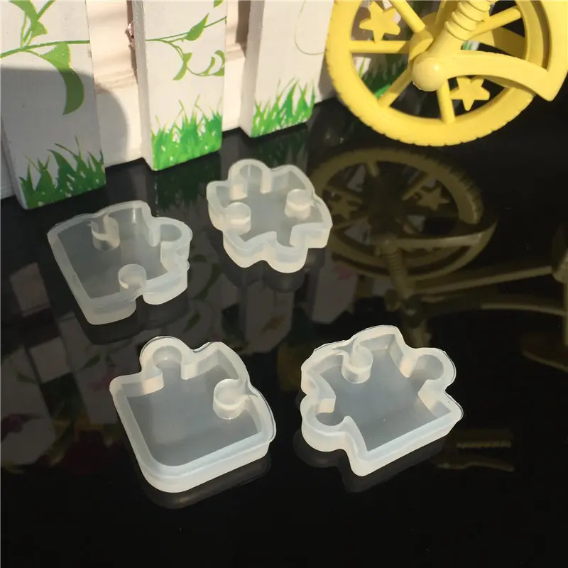

4pcs/set Puzzle Piece Gemstone Crystal Epoxy Resin Mold DIY Jewelry Pendant Making Tools Epoxy Clear Silicone Mould