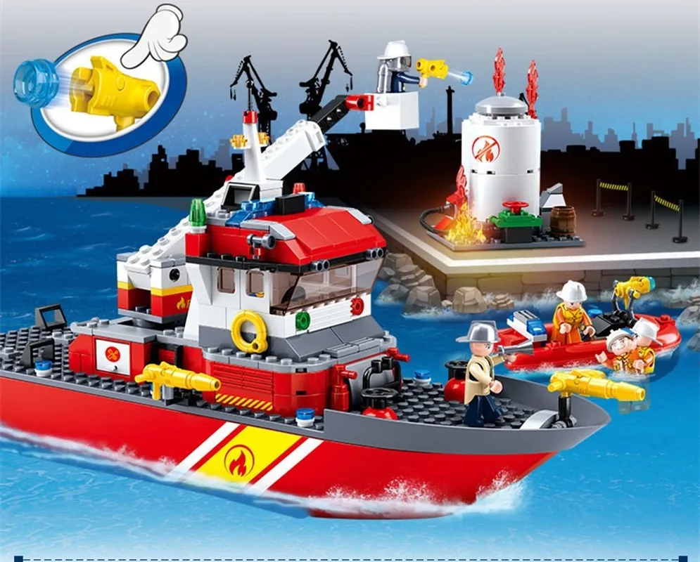

429PCS Building Blocks Compatible Toys City Fire Series Fire Truck Boat Boy Toys Building Blocks Toys for Kids Brain Game