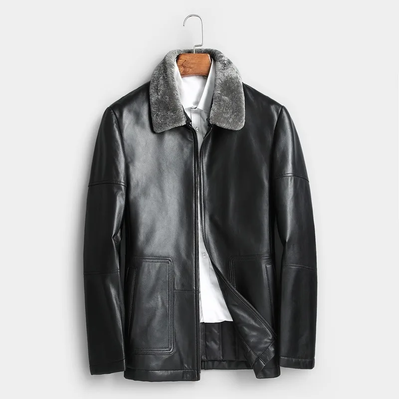 

2020 New Genuine Leather Jacket Men Autumn Winter 100% Real Sheepskin Coat Parka Leather Jackets Veste Cuir Homme 1706
