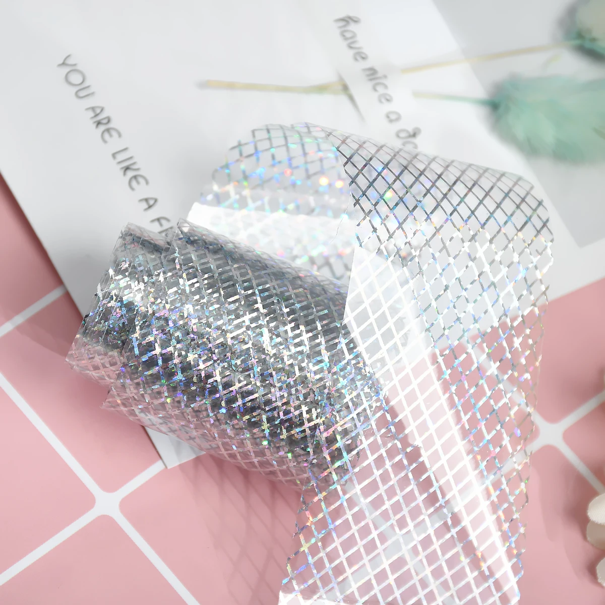 1 pc 100x4cm Holographic Starry Nail Foil Laser Line Nail Art Transfer Sticker Shiny Nail Decorations DIY Nail Art Accessories