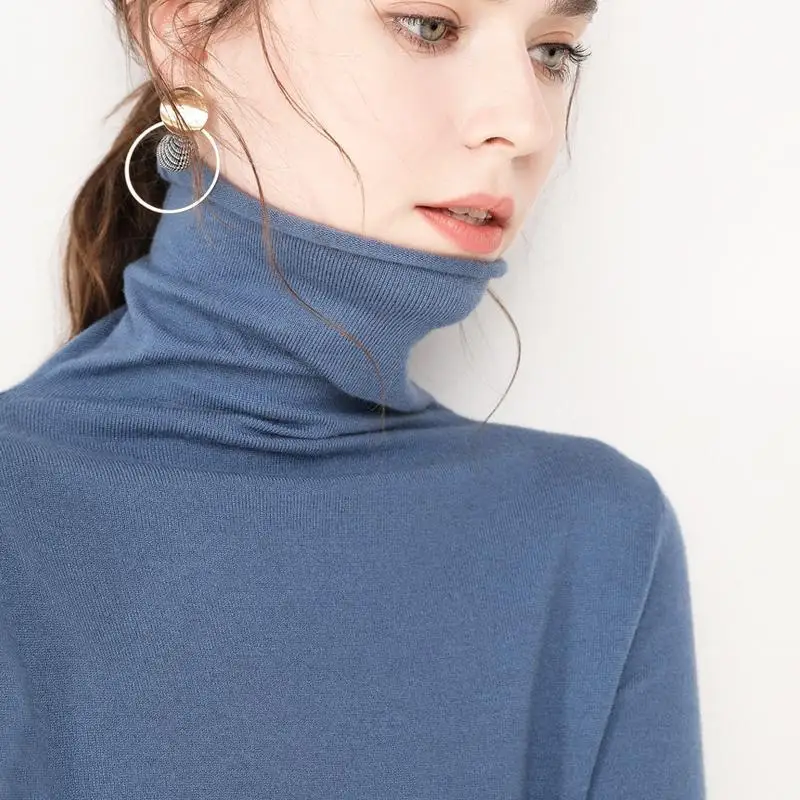 

Cashmere Sweater Women's Casual Long-sleeved Turtleneck Wool Pullover Winter Ladies Bottoming Knitted Tops