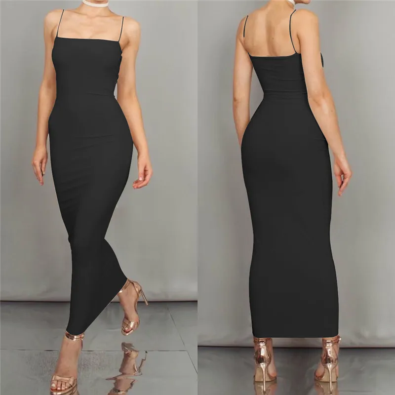 

Dresses for women 2021 Slim Tight Y2K Casual Sleeveless Backless Sexy Solid Sling Party dresses Summer robe Bodycon Maxi Dress