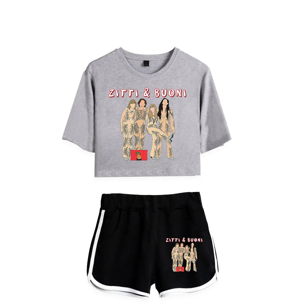 

Festival Champion Band Maneskin Summer Women/Girl Sets Sexy Short Tops+shorts Elastic Waist Suits Cool Streetwear Two Piece Sets