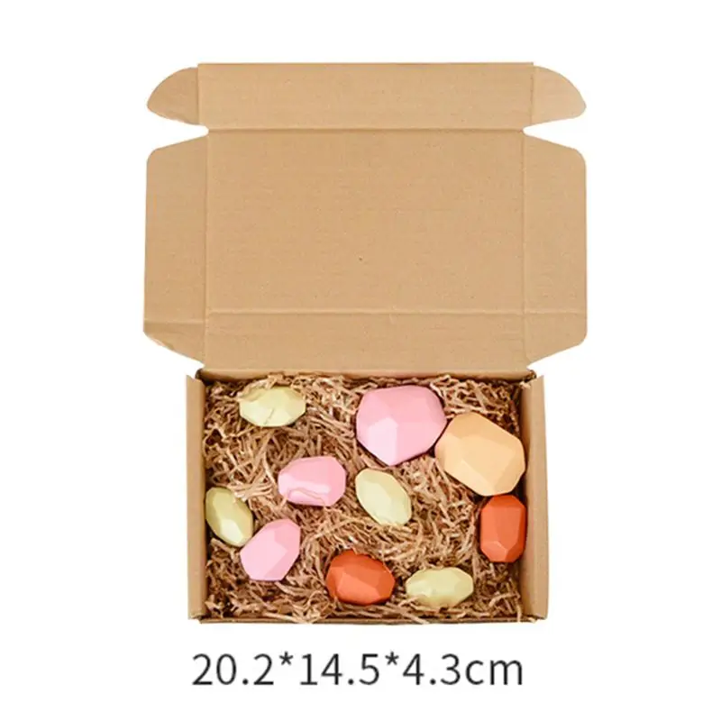 

Children's Rainbow Wooden Colored Stone Building Block Educational Toy Gift 63HE