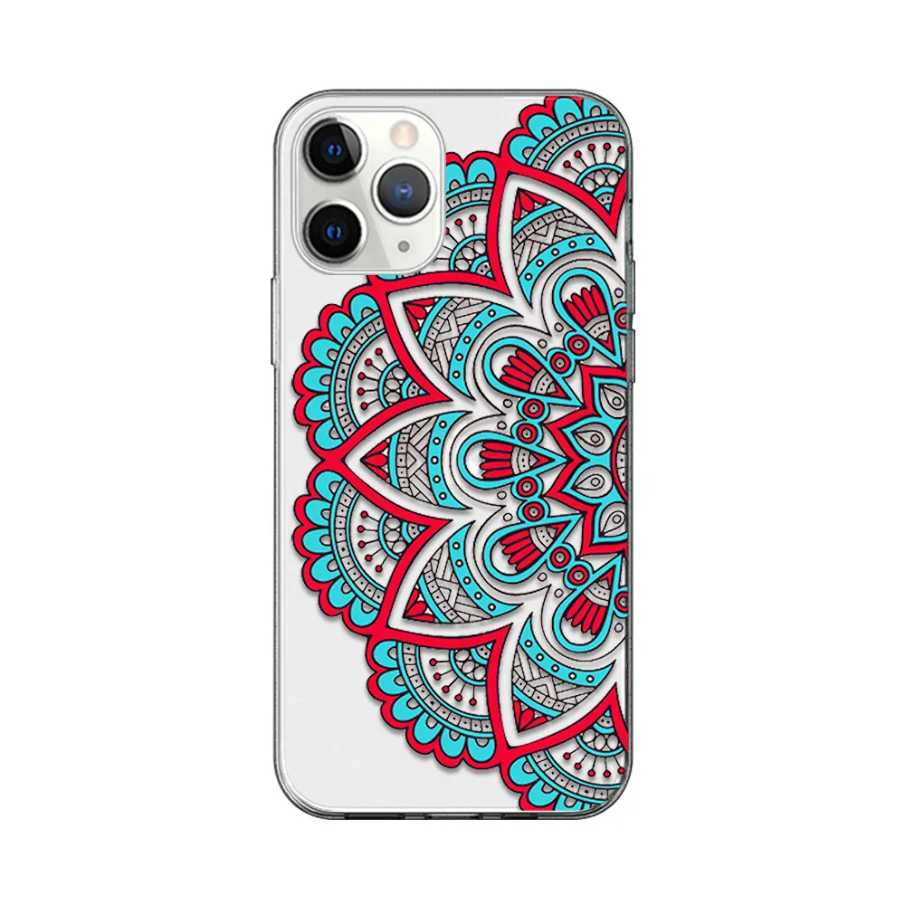 

Mandala Flower Case For iPhone 12 11 Pro Max Back for iPhone 12 X XR XS MAX 7 8 6 S Plus 5 SE 2020 Soft Silicon TPU Phone Fundas