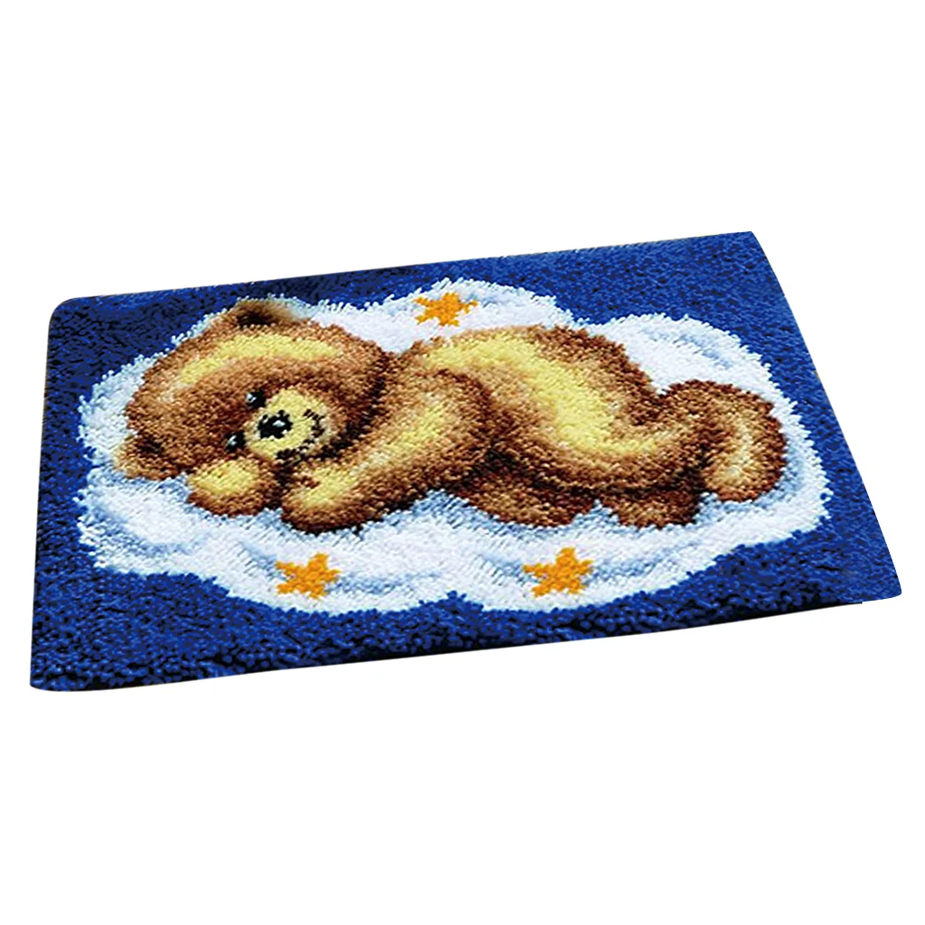 

20"by 16" Decorative Bear Latch Hook Kits Embroidery DIY Cushion Carpet Rug
