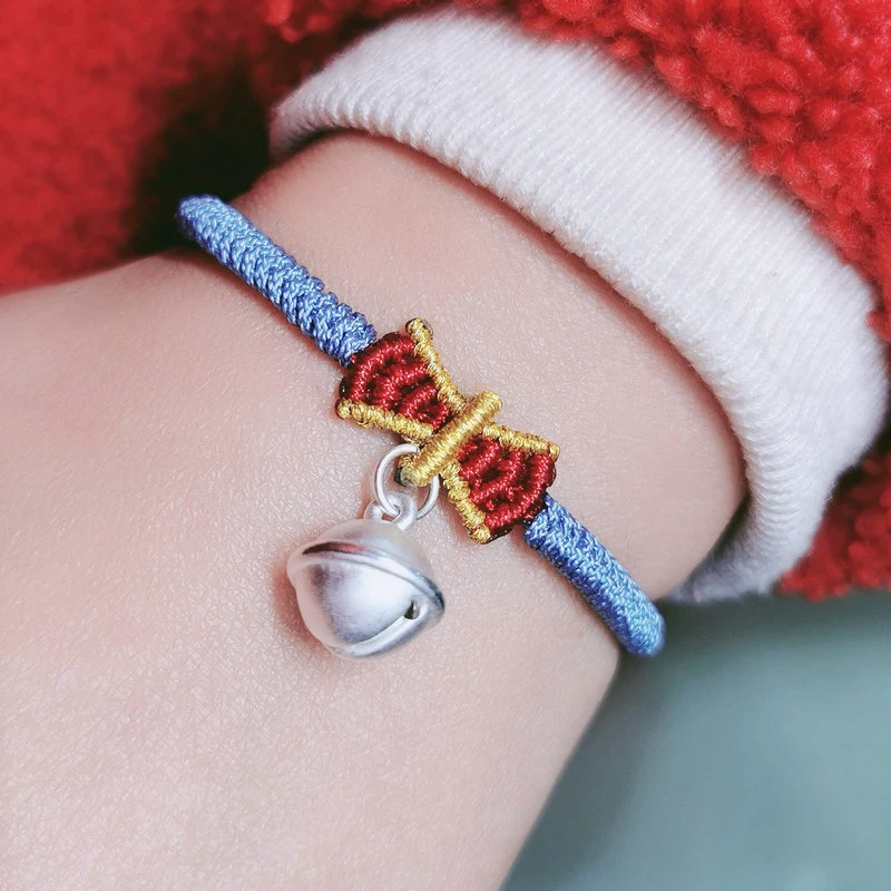 

Handmade Lucky Gold Silver Bell Bow Bracelet Amulet Weaving Red Rope Bangle Friendship Bangle Jewelry Gift