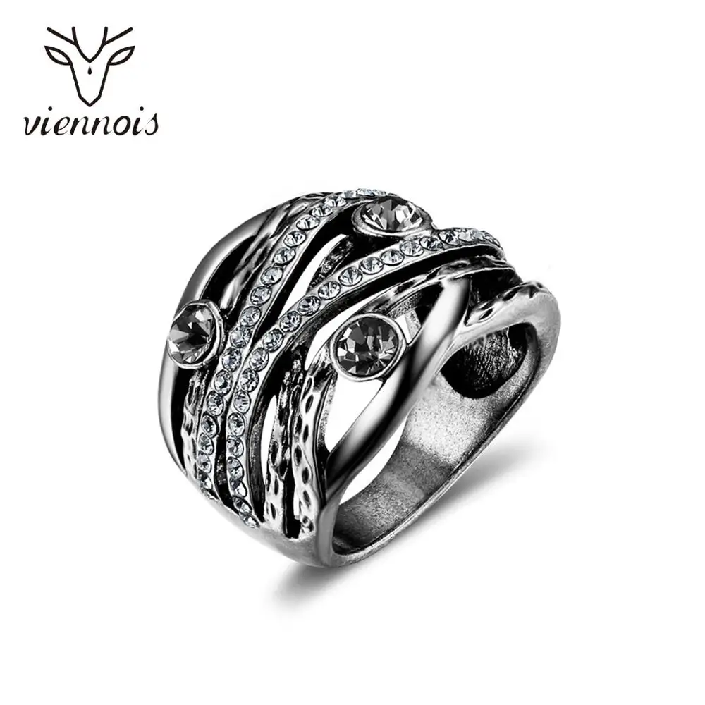 Viennois новый винтаж серебряный цвет женщины многослойные широкие кольца ретро