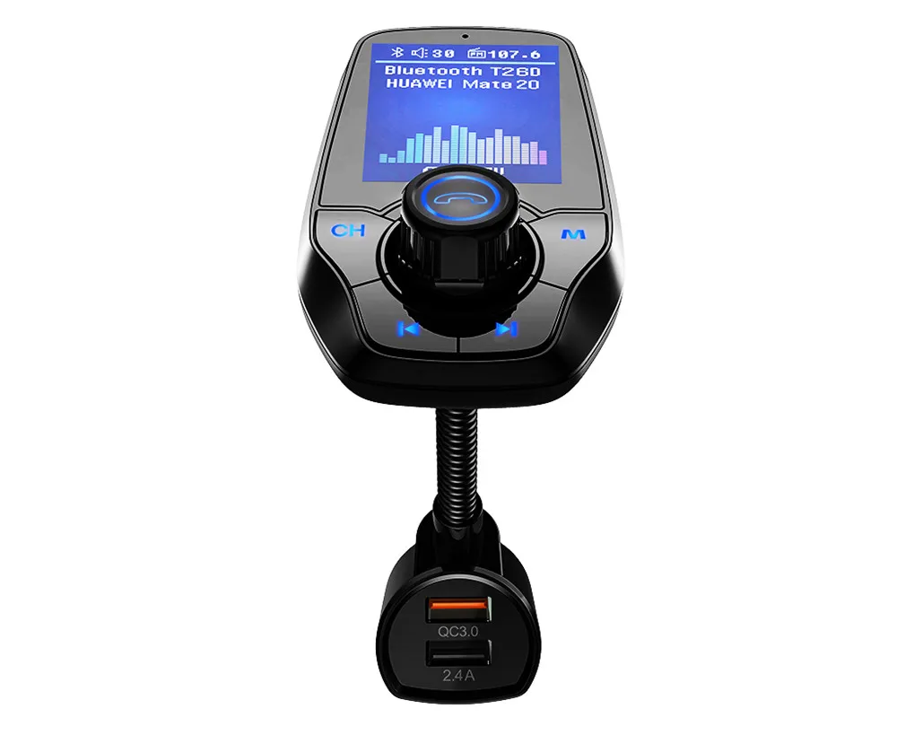 Автомобильный Bluetooth fm-передатчик без рук MP3-плеер цветной большой экран пусковой приемник QC3.0 Bluetooth радио передатчик T26D