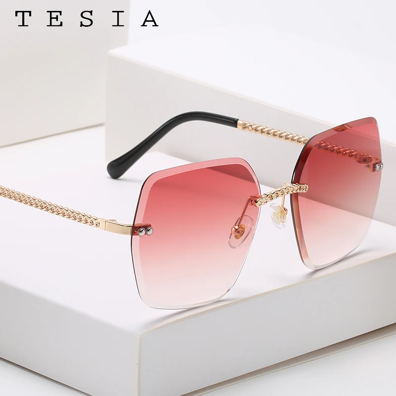 Солнцезащитные очки без оправы женские роскошные градиентные с градиентными