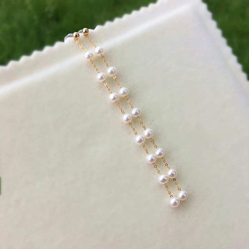 Sinya/серьги с золотыми бусинами 18 К длинной цепочкой жемчугом серьги кисточками