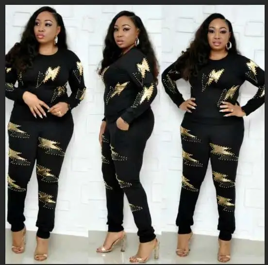 Повседневный комплект с блестками и большими молниями 2в1 Модный женский черный