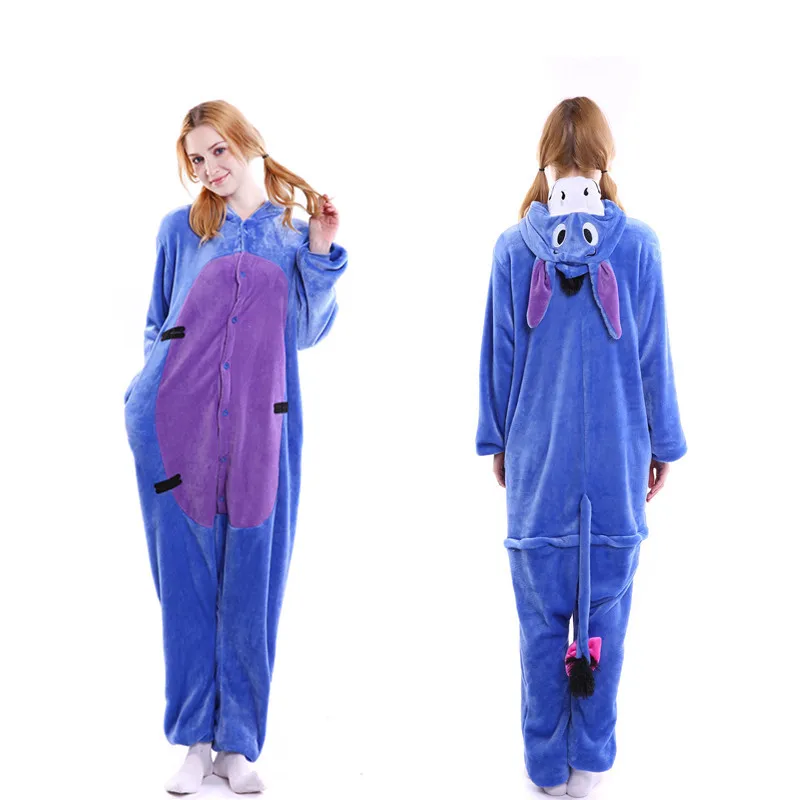 2019 Winter Donkey Pajamas Animal Sleepwear onesie Kigurumi Women Men Unisex Adult Flannel Nightie Home clothes Sets