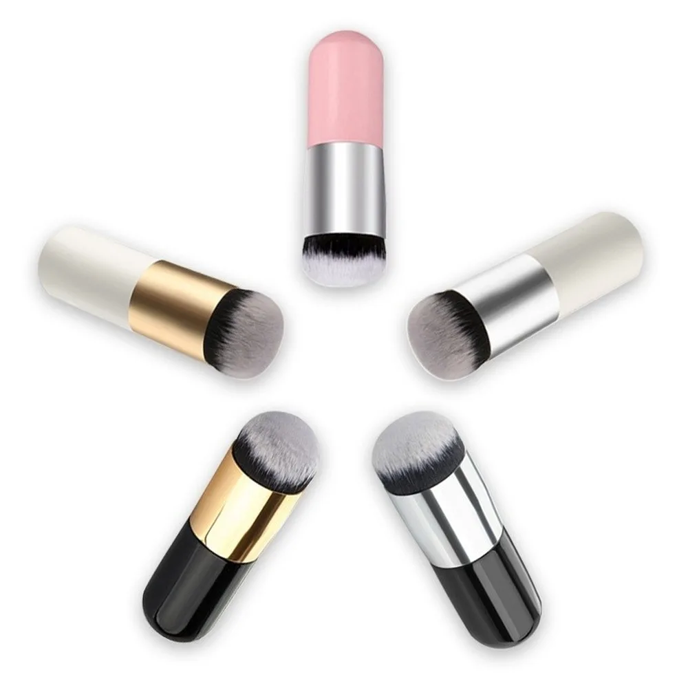 1PCS Small Fat Pier Foundation Brush Base Portable BB Cream Makeup Ultra-Fine Round Flat Hair Thick Tube Make-up | Красота и здоровье