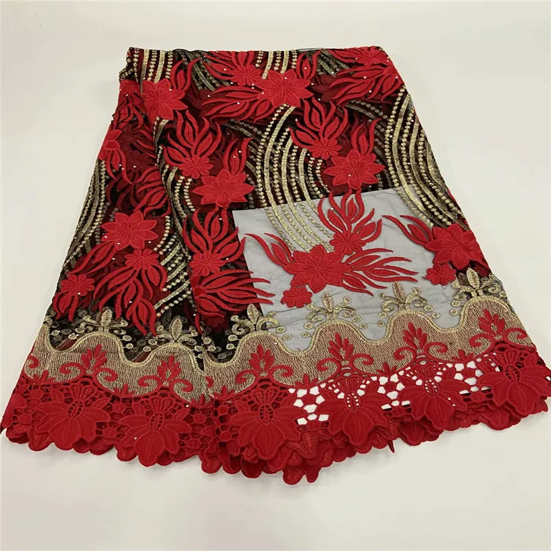 

2020 high quality With Stones for women party dress African Nigerian Tulle Lace Fabric Latest style guipure lace fabric RUN68-33