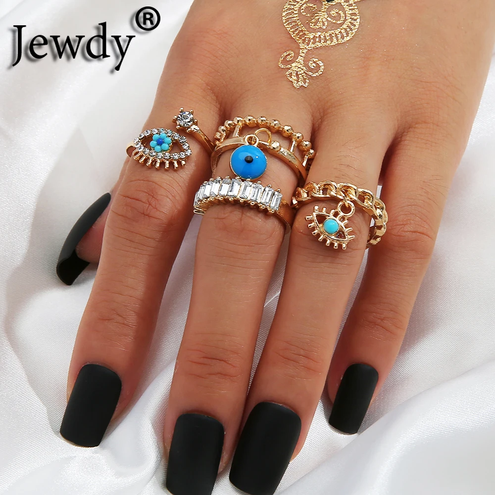 Винтажный зловещий глаз кольца комплекты геометрический несколько слоев f: