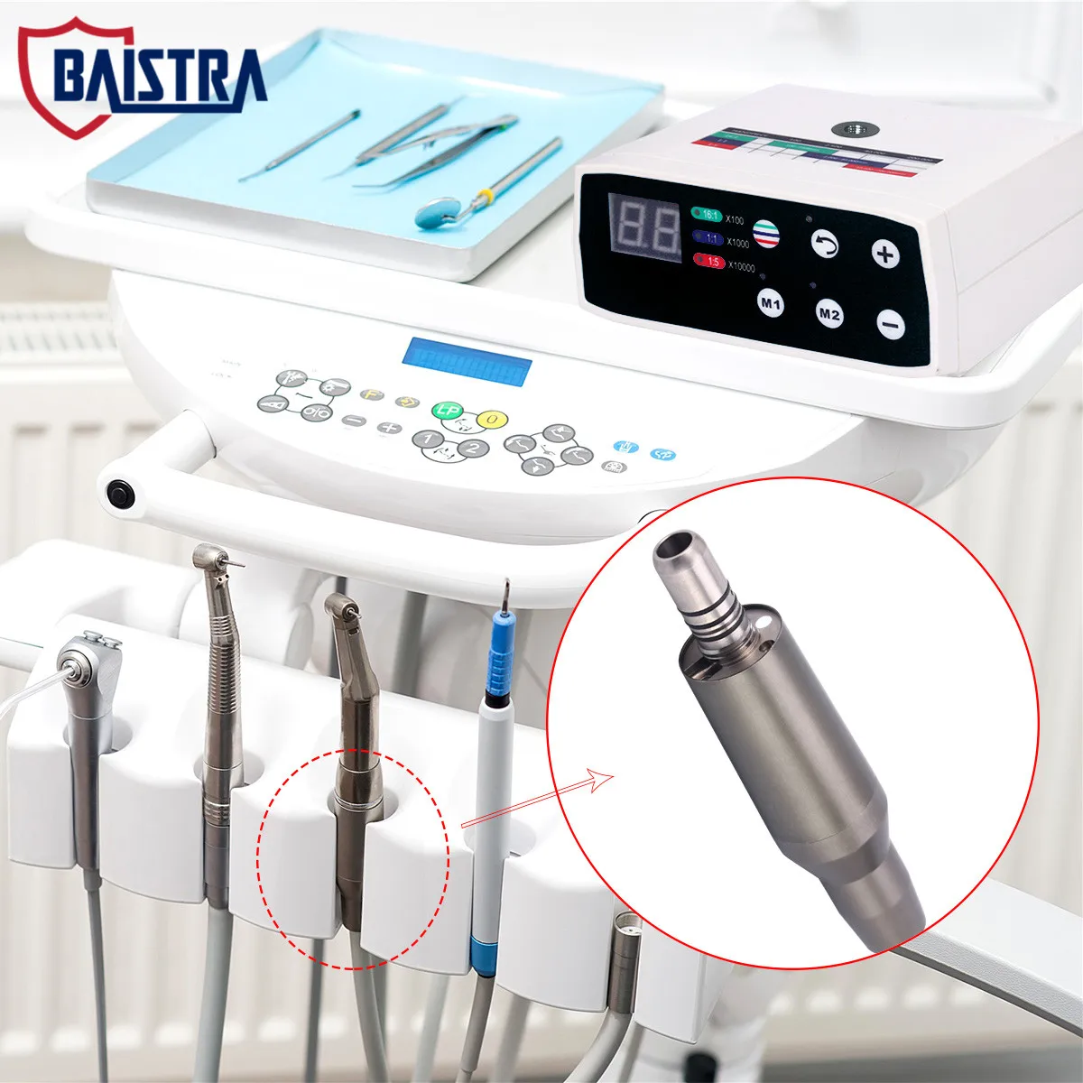 

Dental LED Brushless Electric Micro Motor Internal Spray 1:1/1:5/16:1 Settings
