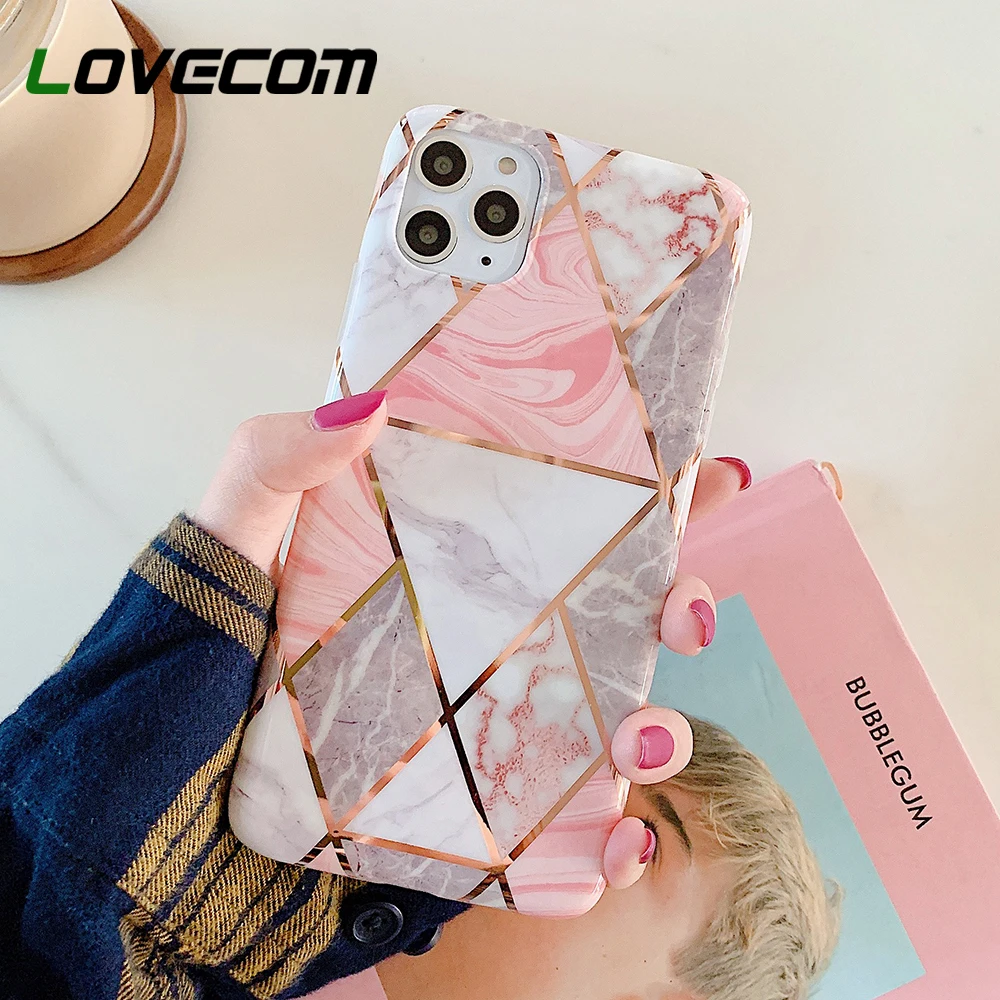 LOVECOM геометрический мраморный чехол для телефона iPhone 12 11 Pro Max Mini XR XS 7 8 Plus Мягкий IMD
