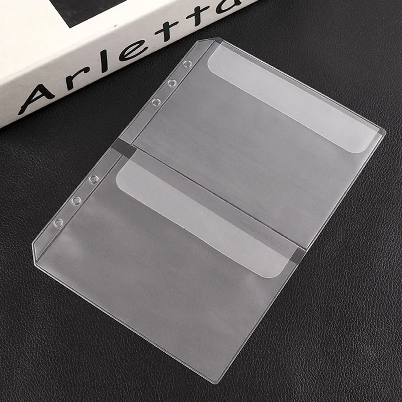 12PCS PVC A5A6 Transparent Separated Storage Folder Bag With Cover Planner Pockets Cards Holder Organizer Filing Binder Document |