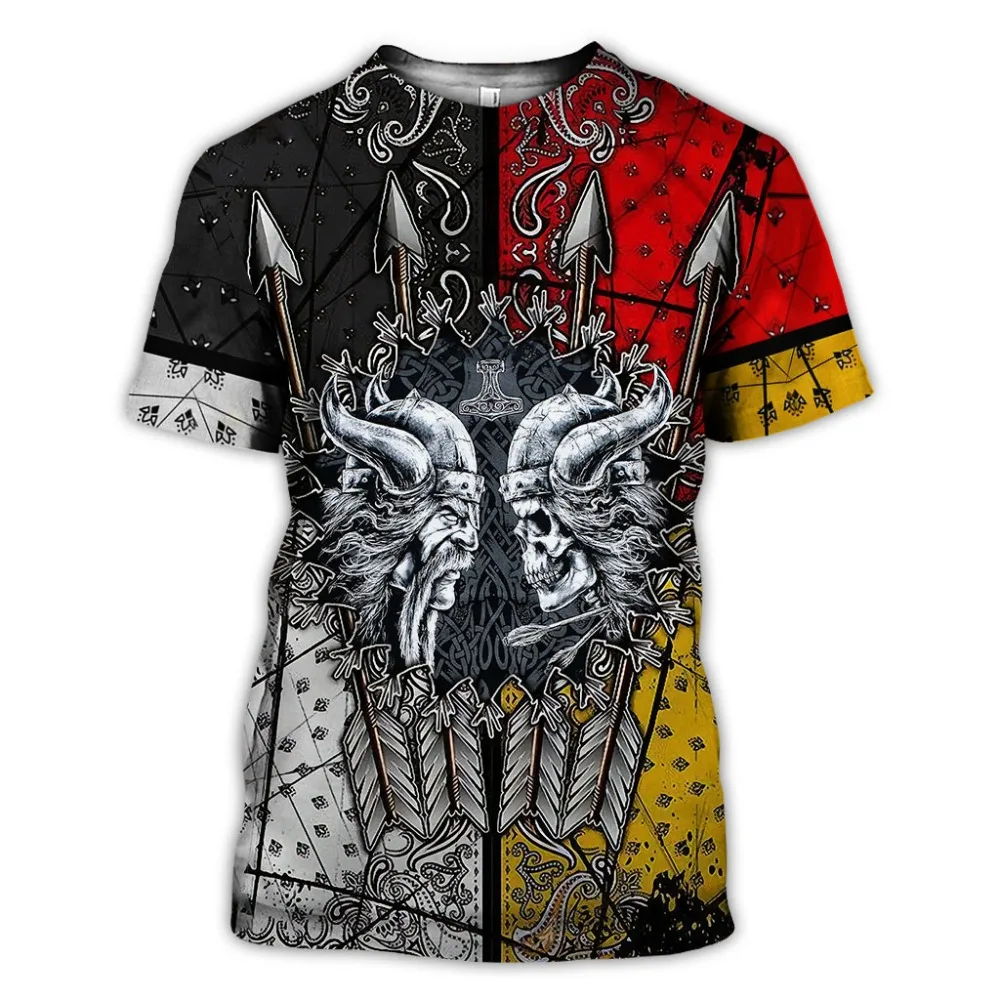 2020 новые модные мужские футболки 3D все напечатано Viking татуировочная футболка