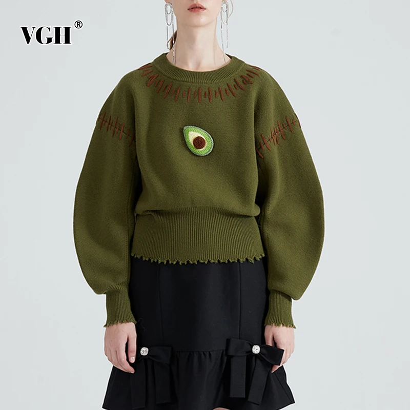 

Женский вязаный пуловер VGH, свободный свитер в стиле пэчворк с цветными блоками, с круглым вырезом и длинным рукавом, Модная стильная одежда,...