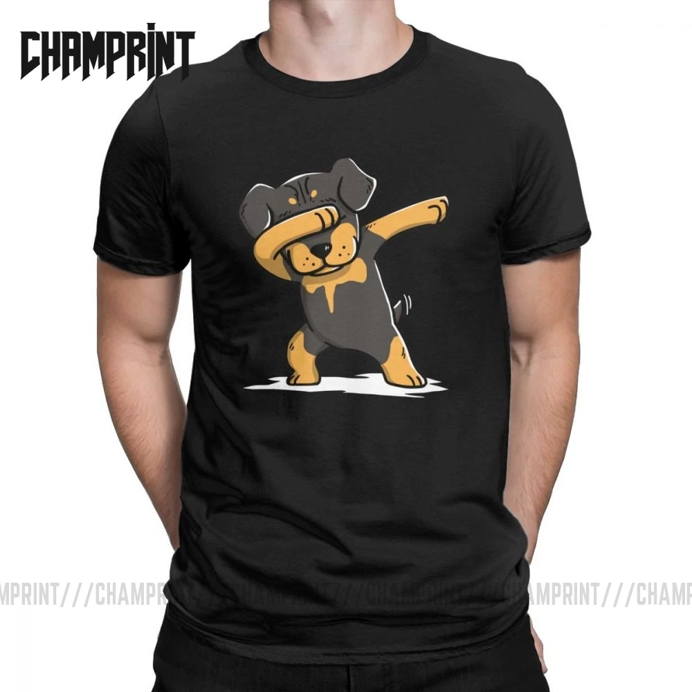 

Men T-Shirt Dabbing Rottweiler Funny Novelty 100% Cotton Tee Shirt Rottie Dog Dance Dabbin Dab T Shirt Tops New Plus Size Tops