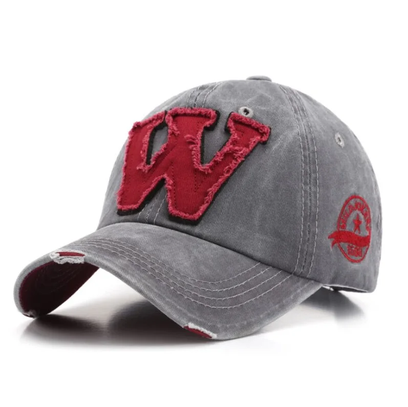 Женские рваные хлопковые джинсовые Снэпбэк кепки с вышивкой букв W мужские