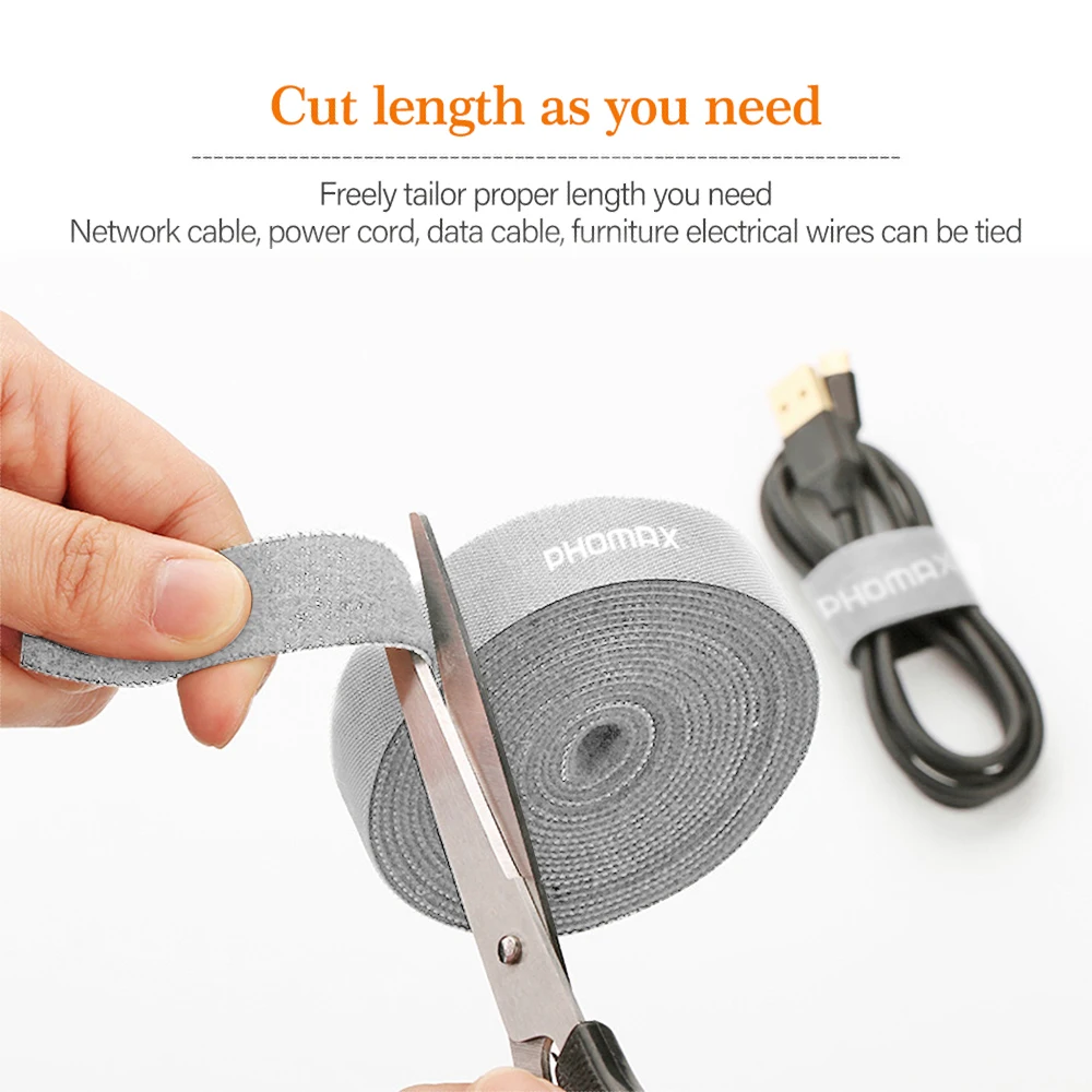 Ремешок для хранения кабеля PHOMAX 0 5 м/1 м/2 м/3 м/5 м застежка-липучка iPhone XiaomiSamsung