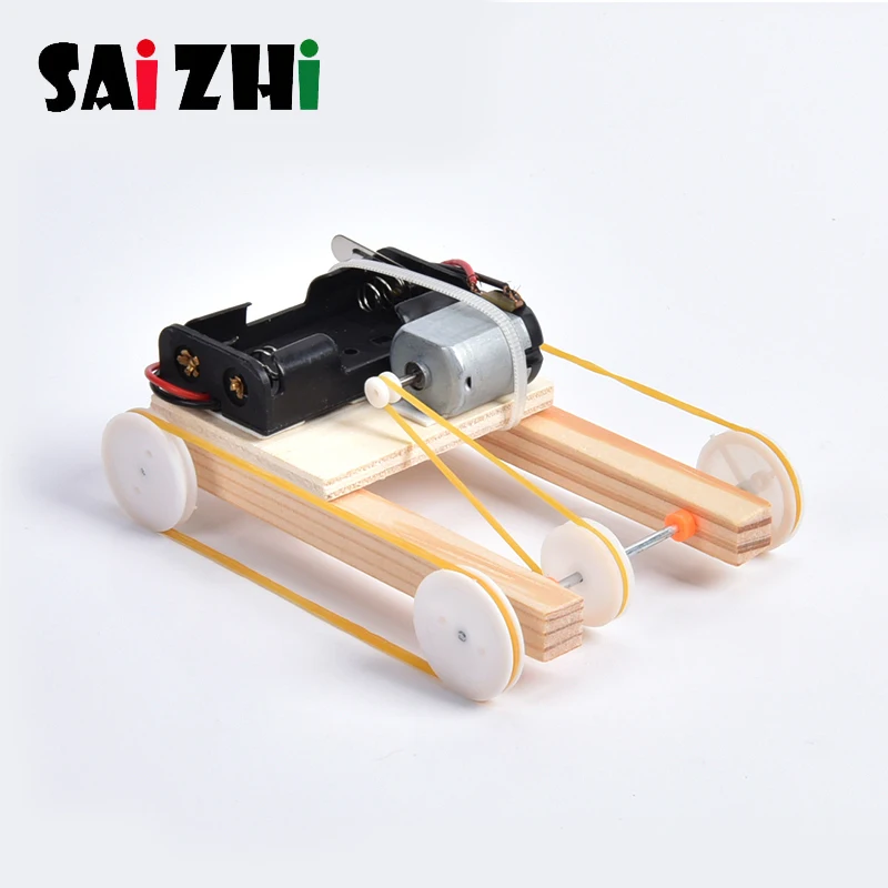 Деревянный Электрический шкив Saizhi для самостоятельной сборки четырехколесный