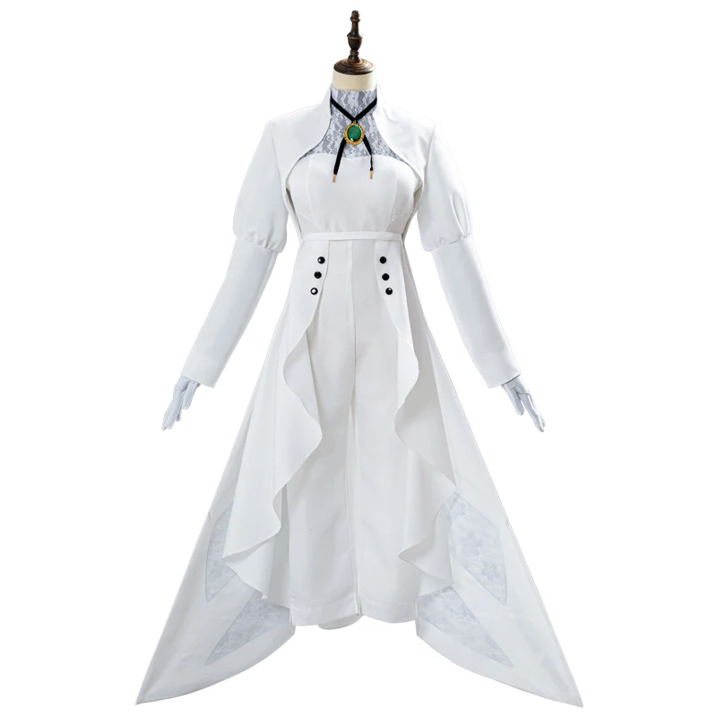 2020 New Anime Violet Evergarden Cosplay Costume White Dress Halloween Tuxedo Suit Uniform B