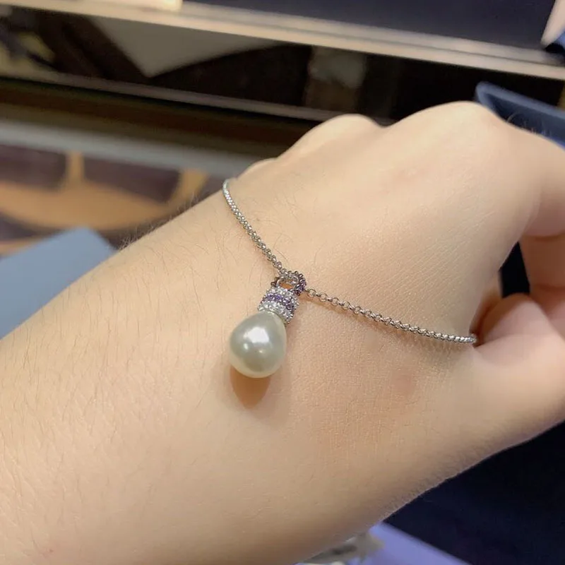 

Brand 1:1Fashion Pearl Pendant Adjustable Necklace Micro Cubic Zirconia Stones Women Luxury Brand Party Jewelry