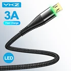 Кабель Micro USB Type-A, 0.25 м-1.8м, со светодиодным индикатором, в оплетке, черный синий красный