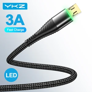 Кабель Micro USB Type-A, 0.25 м-1.8м, со светодиодным индикатором, в оплетке, черный синий красный