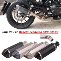slip on for benelli leoncino 500 bj500 motorcycle exhaust pipe escape modify muffler mid link pipe silencer removable db killer
