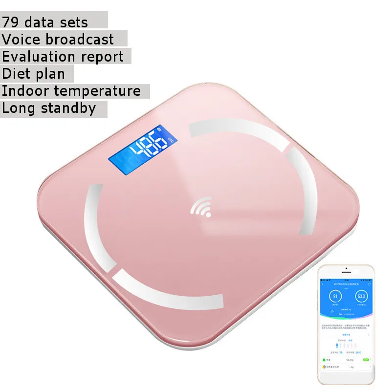 02 Rose Gold Bluetooth весы напольные весы для тела, весы для ванной комнаты, умные весы с подсветкой, электронные весы с определением жира в организме, вода, мышечная масса, BMI - Цвет: 02 Rose Gold