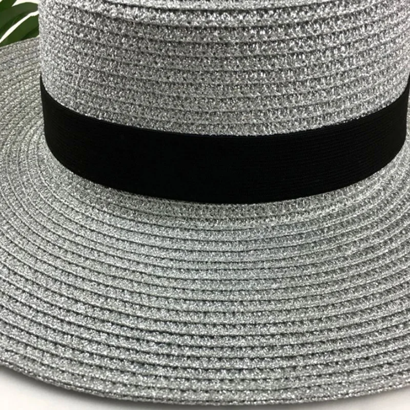 Женская пляжная шляпа с широкими полями летняя соломенная на плоской подошве от