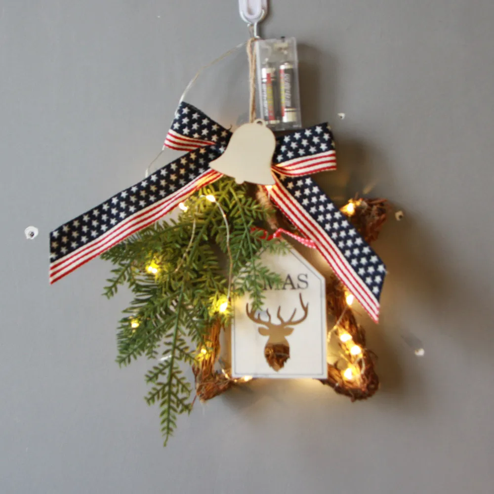 Рождественские банты венок 2 м светящаяся гирлянда дверная стена декоративное