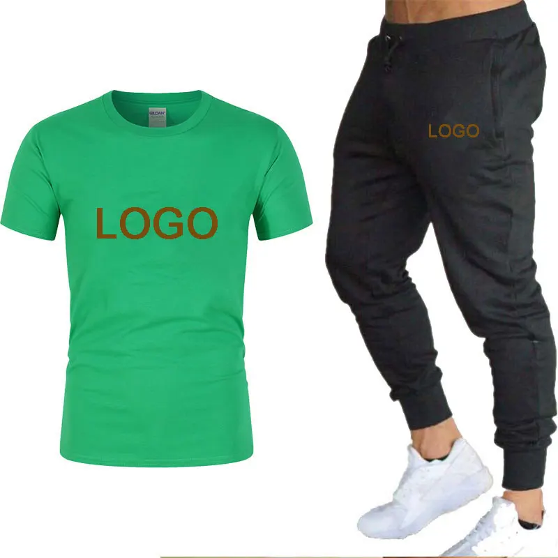 New Men's Sportswear Set Short Sleeve Breathable T-Shirt And Pants Casual Wear Tracksuit Training Suit SY056